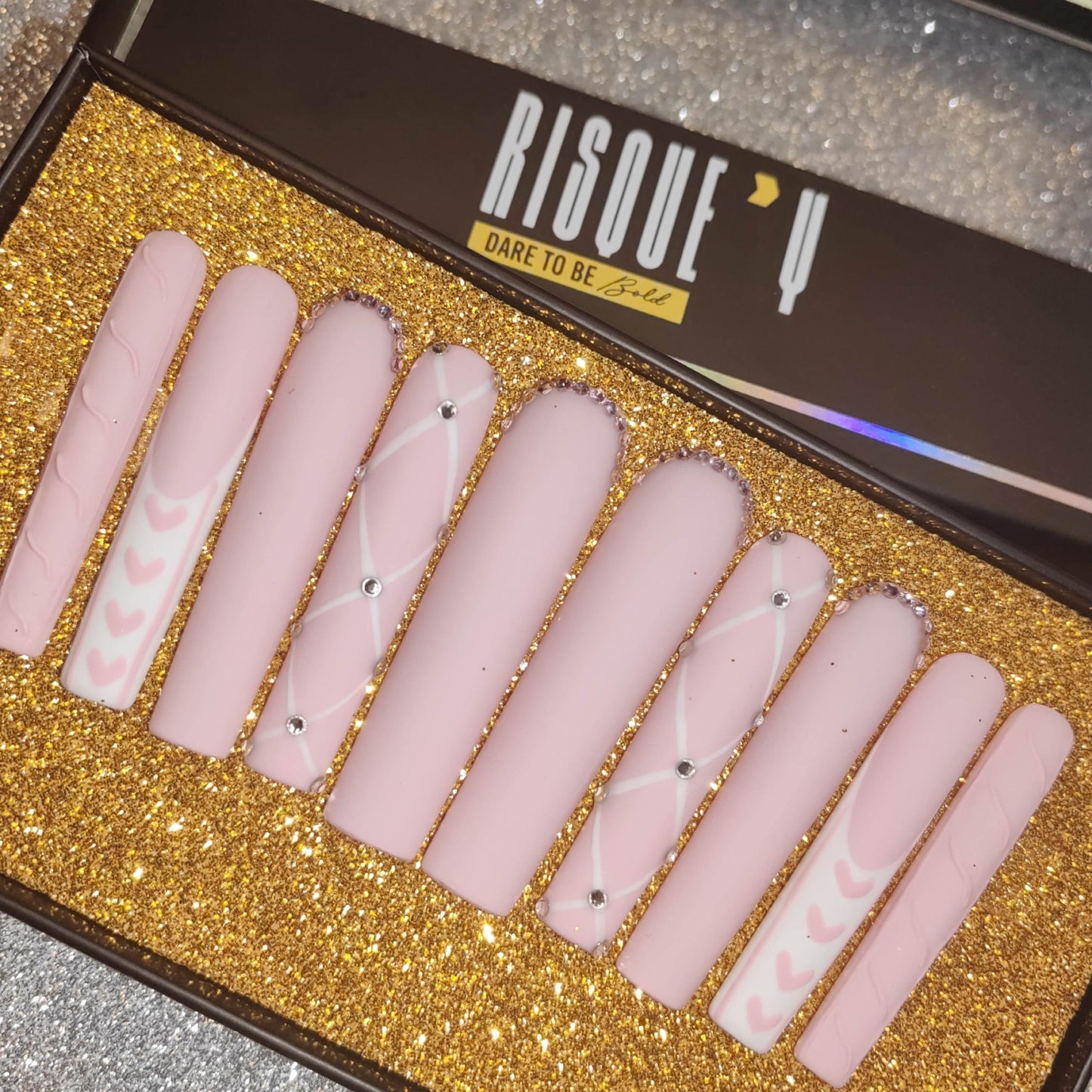 XXL Pink & White Nails