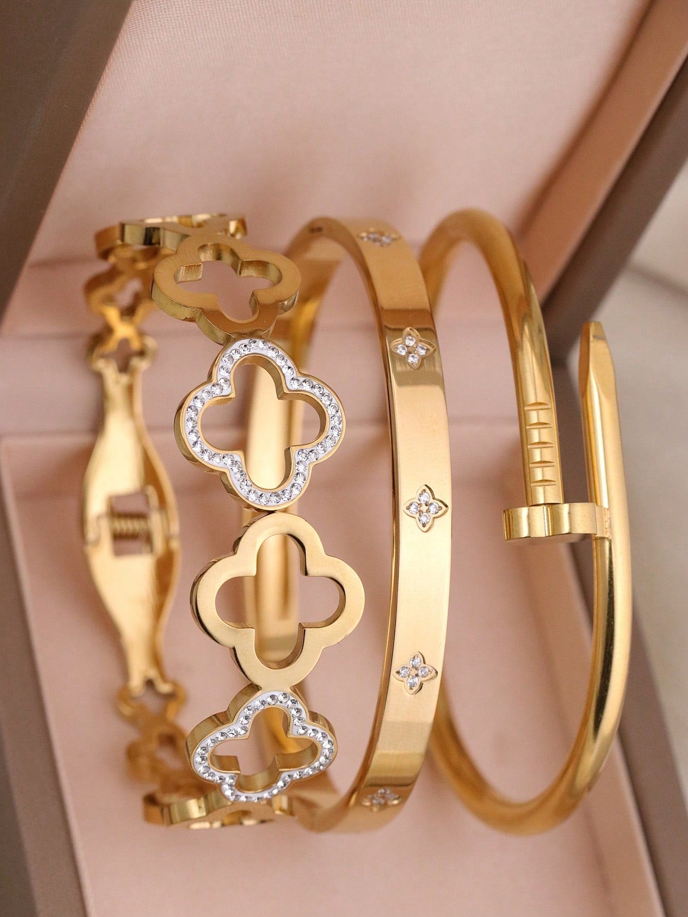 3 Piece 18kt Gold Plated Bracelet Set