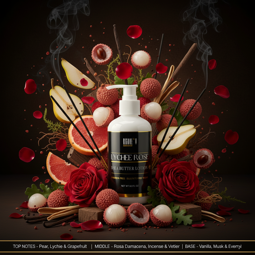 Lychee Rose Shea Butter Lotion - Ingredient Explosion Style