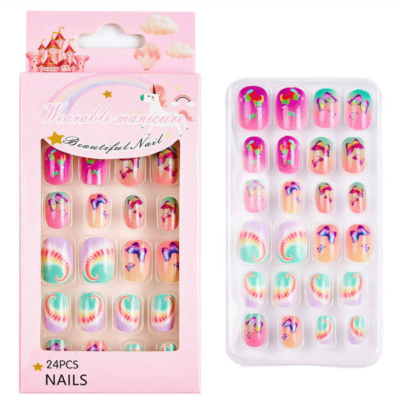 Kidz Pink Butterfly Nails